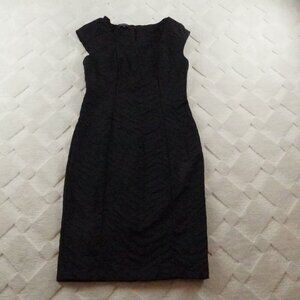Lafayette 148 New York Cap Sleeve Knee Length Dress Womens 2 Black